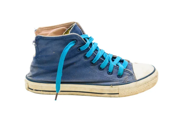 Old Blue sneaker shoes isolated on white background. — Stock Photo, Image