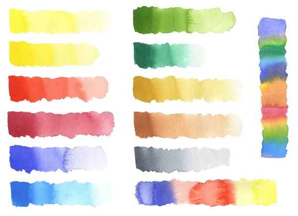 Color Palette Set Abstract Shapes Drawn Watercolor Paints Hand Isolated — Stock Photo, Image
