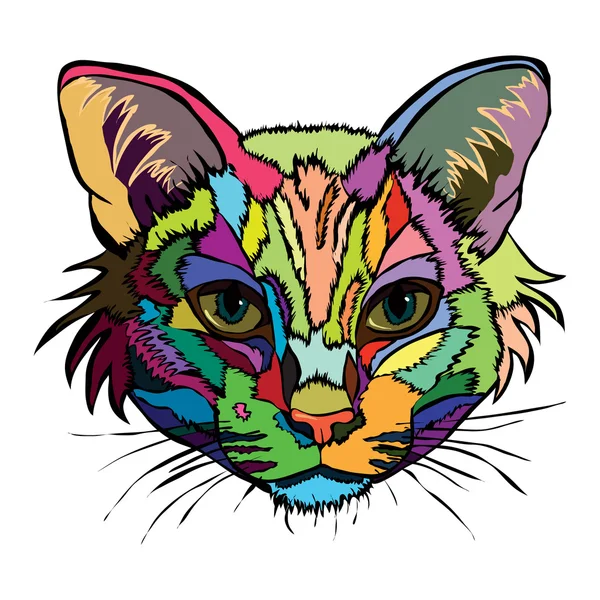 Vektör çizim. Pop art portre bir kedi.