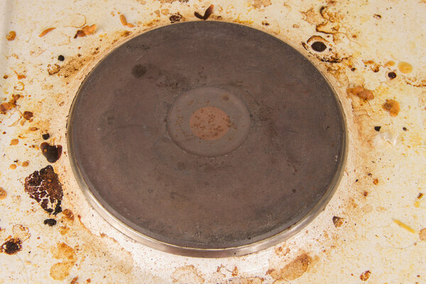 Very dirty stove in the kitchen. Grease after cooking