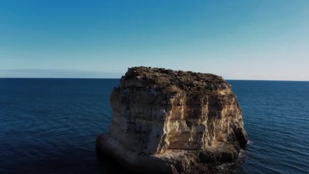 南欧美丽的悬崖海岸线的空中景观 它展示了葡萄牙的Benagil洞穴 阳光灿烂 天空蔚蓝 水清澈晶莹 — 图库视频影像