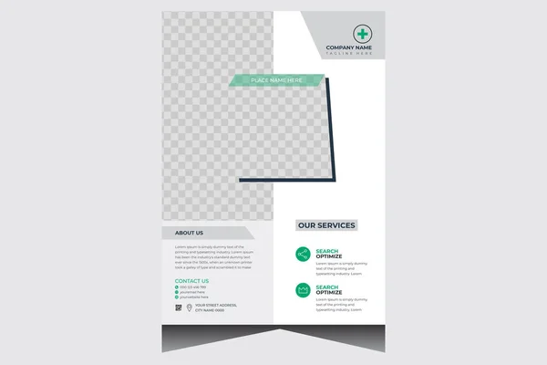 Modelo Design Folheto Negócios Verde Branco — Vetor de Stock