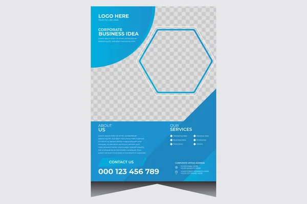 Blue Simple Corporate Flyer Design Template — стоковый вектор