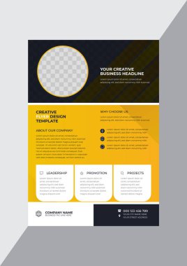 Kısa sarı şirket tanıtım broşürü tasarım şablonu