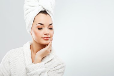 Girl wearing towel and bathrobe