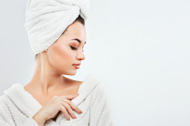 Girl wearing towel and bathrobe