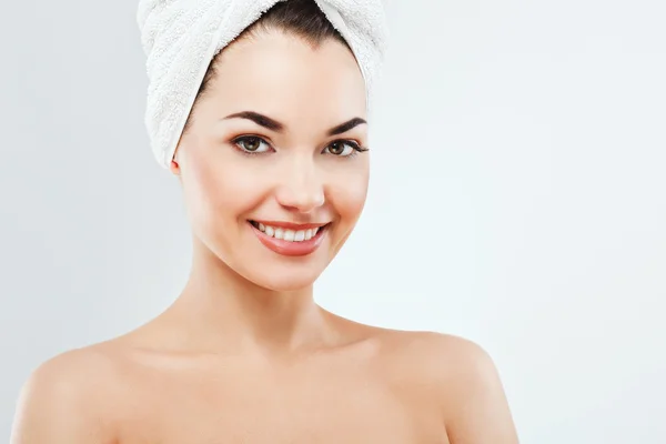 Young girl wearing white towel — Stock Photo, Image