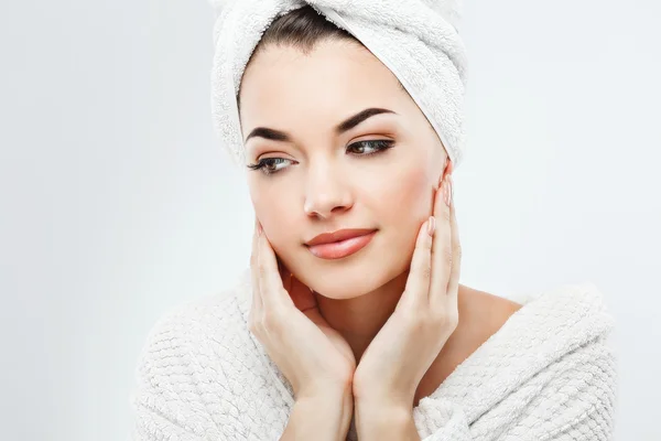 Young girl wearing white towel — Stock Photo, Image