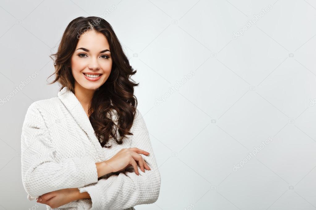 Lovely girl wearing bath robe
