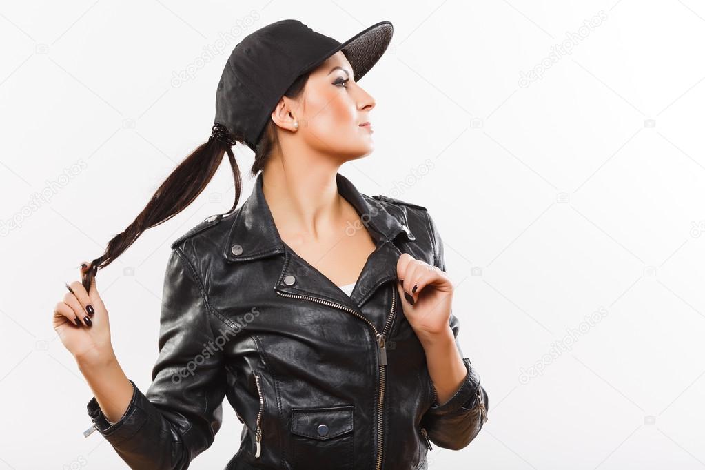 girls leather cap