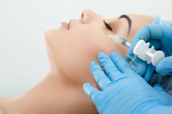 Syringe with filler for face — Stock Photo, Image