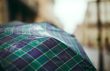 damla üzerinde yeşil bir şemsiye