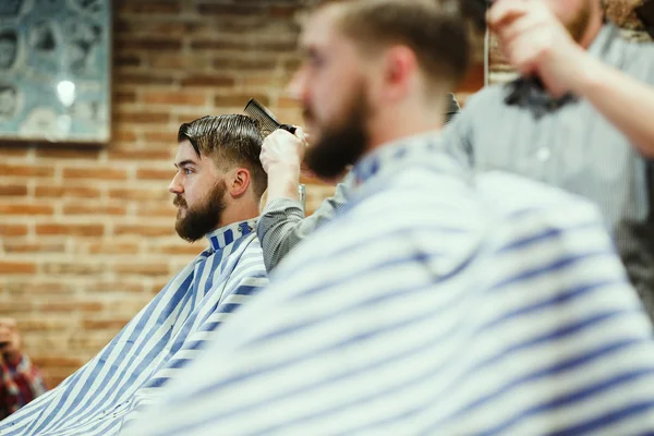 Bearded hipster in a barber shop — Stock Photo, Image