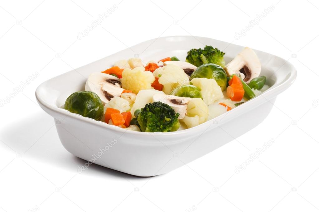 Steamed vegetables, isolated