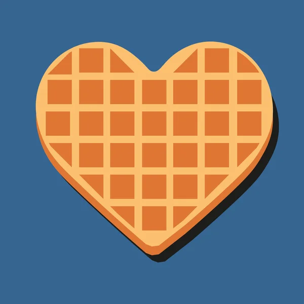 Gaufre Belge Forme Coeur Vecteur Couleur — Image vectorielle