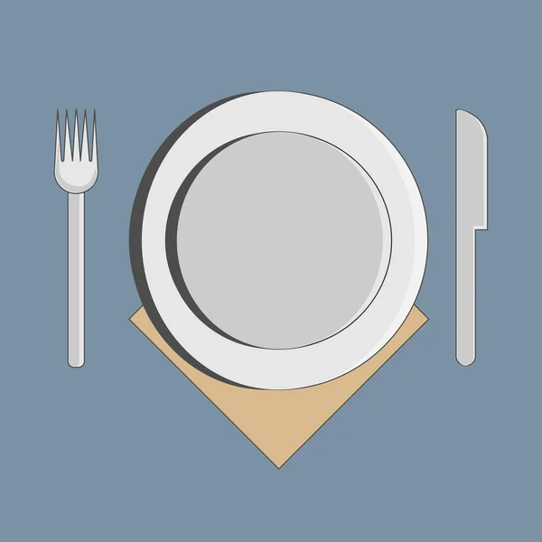 Plate Cutlery Napkin Vector Color — 图库矢量图片