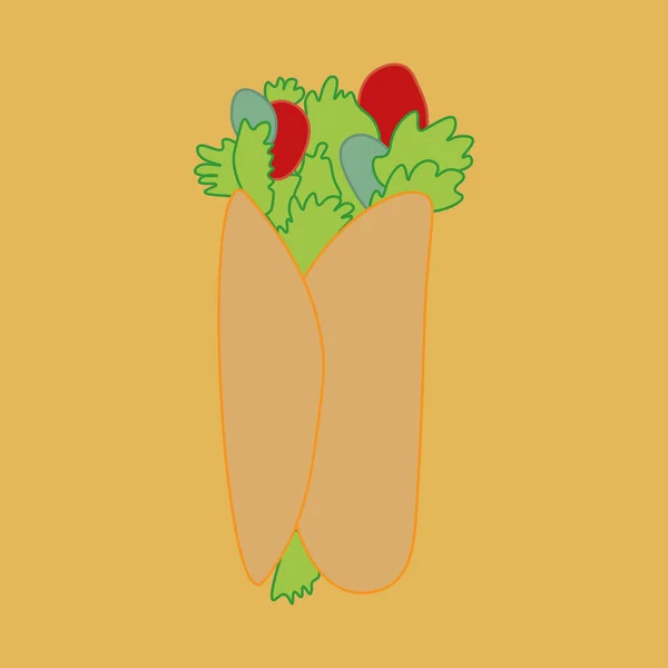 Salade Tomates Shawarma Vecteur Couleur — Image vectorielle