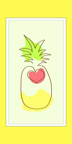 Tarjetas Fruta Oneline Ilustración Dibujada Mano Vectorial Alimentos Saludables Para — Vector de stock
