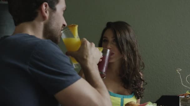 Couple toasting at restaurant — Stock Video