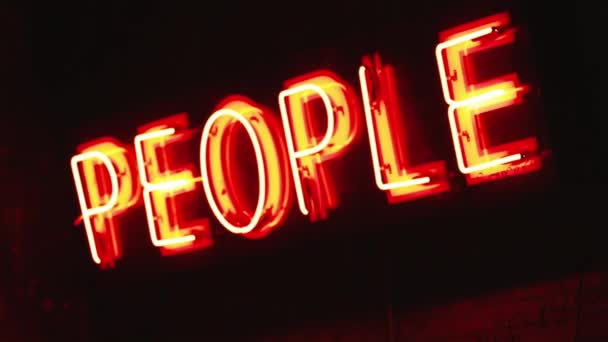 Neon sign saying People word — Stock Video