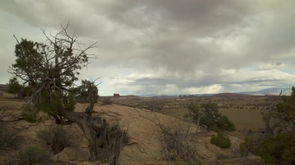 Clouds rolling over dry landscape — Stock Video