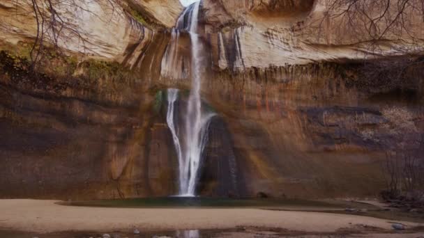 Pared del acantilado y Lower Calf Creek Falls — Vídeo de stock