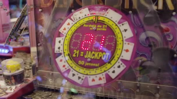 Máquina de fenda de jogo jackpot piscando — Vídeo de Stock