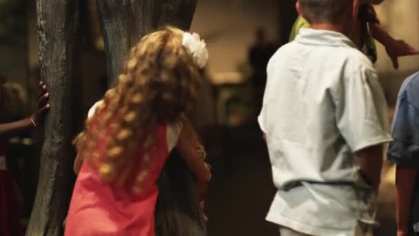 Vrouw met kinderen in Natuurhistorisch museum — Stockvideo