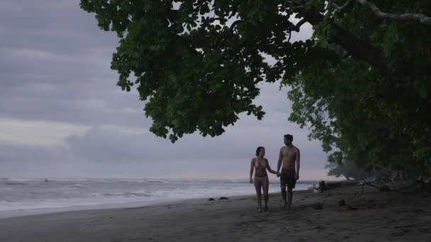 Kumsalda yürüyen çift — Stok video