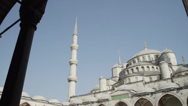 走在蓝色清真寺院子里的人 — 图库视频影像