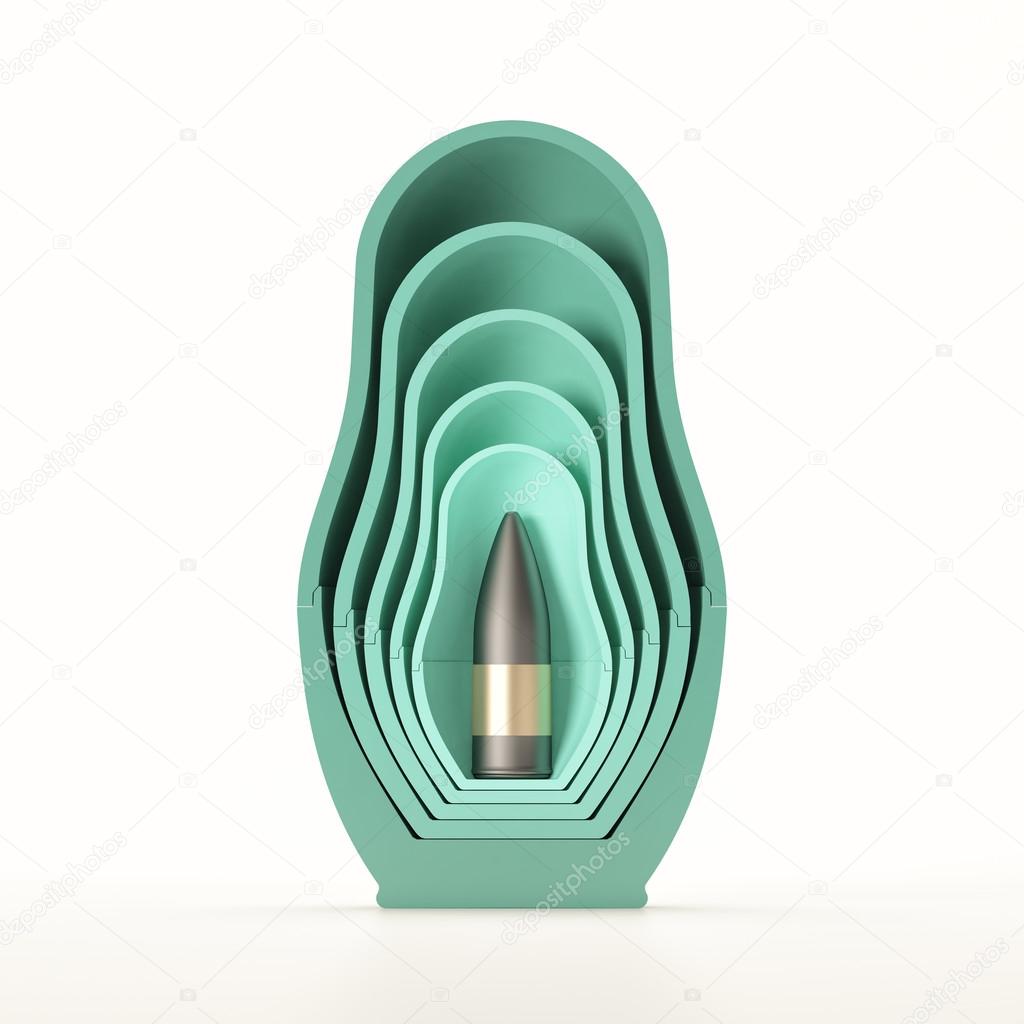 Visualization of nesting doll with hidden bullet