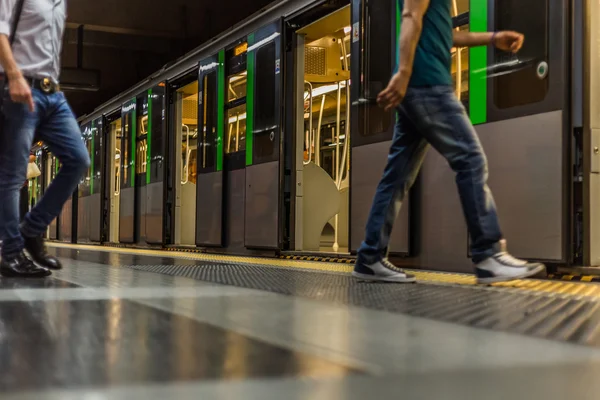 Train in the subway in milan — Stock Photo, Image