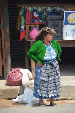 Chichicastenango Gustemala 29 Nisan 2016: Maya bir kadının portresi. Maya halkı hala Guatemala 'daki nüfusun çoğunluğunu oluşturuyor.