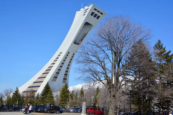 Montreal Canada Abril 2016 Estádio Olímpico Montreal Torre Torre Inclinada — Fotografia de Stock