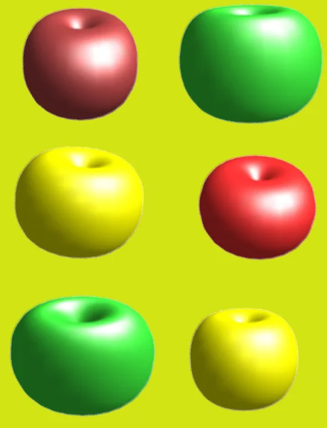 Red Yellow Green Glossy Apples — ストック写真