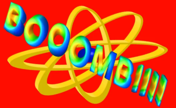 Зелений Жовтий Мультфільм Boom Ілюстрація Атомі Коміксів — стокове фото