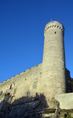 Tallinn, Estonya - 18 Eylül 2015: Tallinn, Estonya 'daki Toompea Kalesi (Domberg) veya Katedral Tepesi Kulesi. Unesco Dünya Mirası sitesinin bir parçası.
