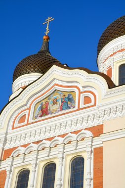 Tallinn Estonya 09: 2015: Alexander Nevsky Katedrali Tallinn 'de bulunan bir ortodoks katedralidir. 1894 ile 1900 yılları arasında Mikhail Preobrazhensky tarafından tasarlanmıştır.