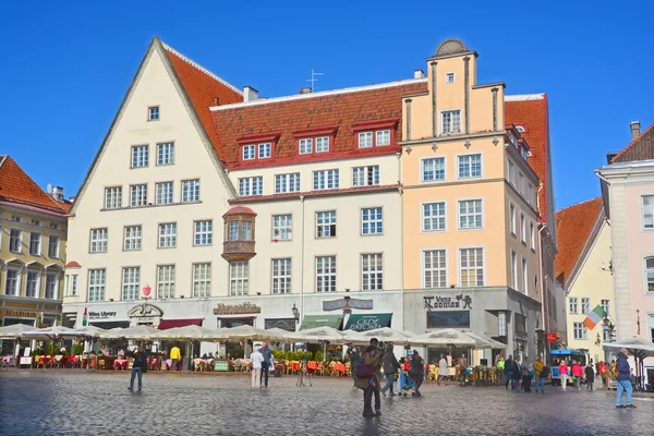 Tallinn Estonia 2015 Beautiful Colorful Buildings Town Hall Square Old — Stock Photo, Image