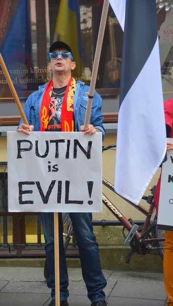 Tallinn Estonia 2015 Rysk Mot Putin Protest Samband Med Rysslands — Stockfoto