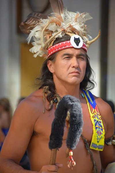 Montreal Quebec Canada 2015 Indianer Von Mohawk Völkern Traditioneller Tracht — Stockfoto