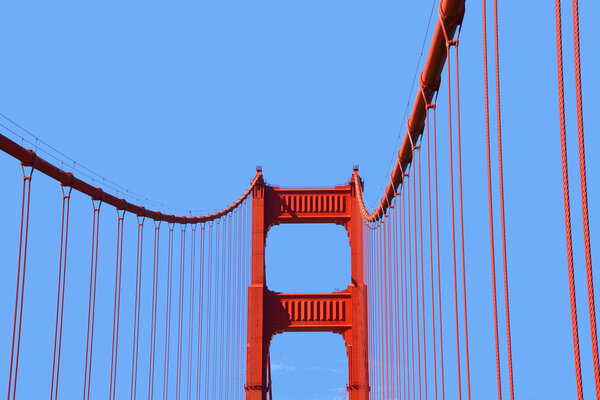 SAN FRANCISCO CA USA APRIL 17: Golden Gate bridge in San Francisco on april 17 2015 in San Francisco California USA The Golden Gate Bridge is a suspension bridge spanning the Golden Gate strait.