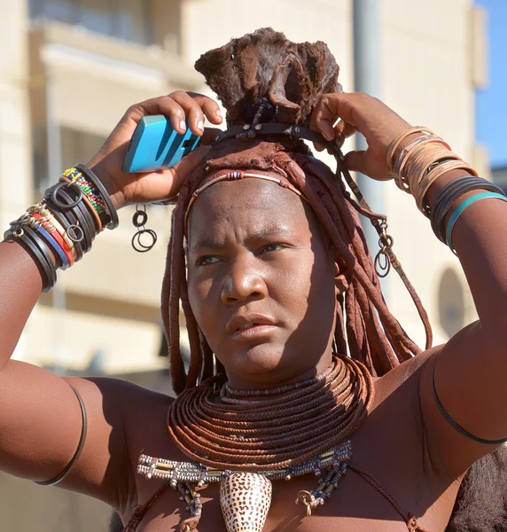 Swakopmund Namibië Oktober 2014 Onbekende Vrouw Uit Himba Stam Himba — Stockfoto