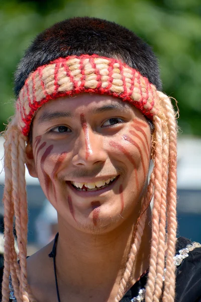Victoria Canada 2015 Jovem Índio Não Identificado Traje Tradicional Primeiras — Fotografia de Stock