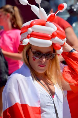 Vancouver, Kanada - 27 Haziran 2015: Kanada taraftarları 2015 Fifa Women 's World Cup Kanada maçı için Bc Place Stadyumu' na geldiler. İngiltere 2-1 kazandı.
