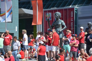 Vancouver, Kanada - 27 Haziran 2015: Kanada taraftarları 2015 Fifa Women 's World Cup Kanada maçı için Bc Place Stadyumu' na geldiler. İngiltere 2-1 kazandı.