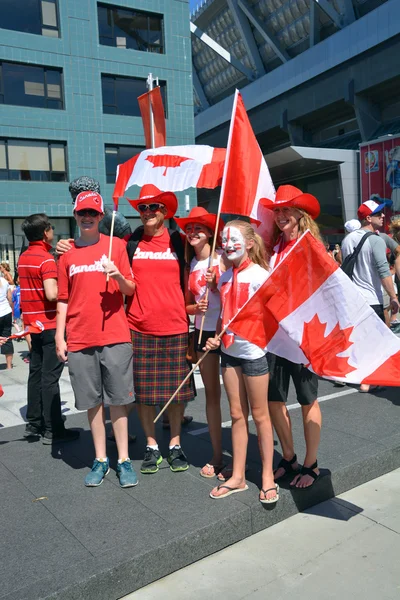 Βανκούβερ Καναδάς Ιουνίου 2015 Canadian Fans Arrive Place Stadium Fifa — Φωτογραφία Αρχείου