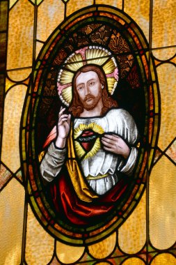 San Diego, California, Usa 07 Nisan 2015 'te Eski San Diego Ca Usa' da Lekelenmiş Cam, Kusursuz Gebelik Kilisesi 'nde