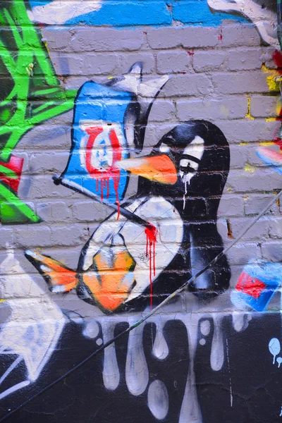 Montreal Kanada Gru Street Art Montreal Dead Penguin Gru 2014 — Zdjęcie stockowe