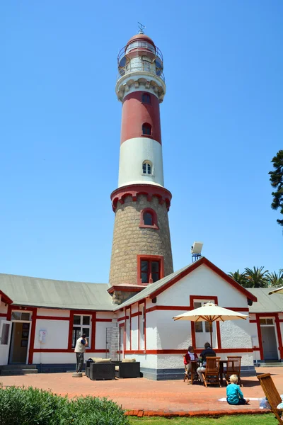 10月9日 纳米比亚斯瓦科普蒙德 灯塔仍在运营中 其灯光从35海里远的地方可以看到 2014年10月9日 斯瓦科普蒙德最著名的地标之一 — 图库照片